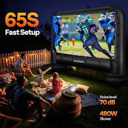 VIVOHOME 24 FT Inflatable Projector Screen for Outside, Blow Up Movie Screen Outdoor Use, Mega Large TV Screen with Carry Bag for Backyard, Tube Leg Support