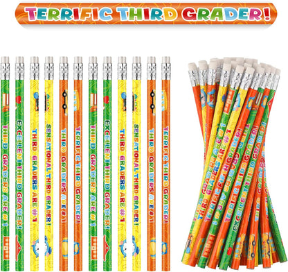 Tenceur 48 Pcs 3rd Graders Pencils, 3 Motivational Cute Pencils Bulk with Erasers for Kids Student Teacher Classroom Reward Back to School Supplies