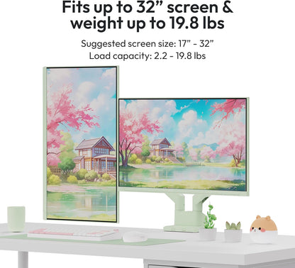 Pixio PS1D Wave Mint Dual Monitor Arm Stand Desk Mount - Fits up to 32 inches Monitors and up to 19.8lbs. VESA Compatibility and Integrated Cable Management