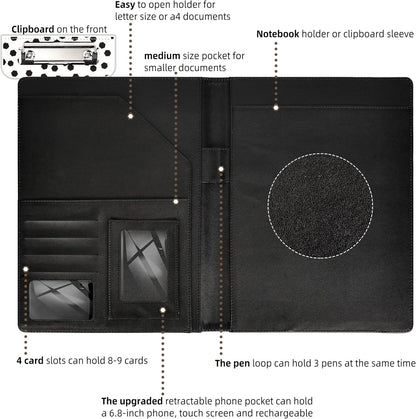 Clipboard with Storage 360 Foldable Leather Portfolio Junior Padfolio Clipboards Folder