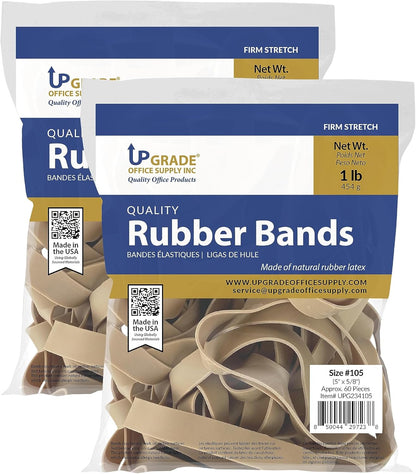 Upgrade Office Supply UPG234105PK2 Rubber Bands, Size 105 (5 x 5/8), 120 Bands, 2 lb Pack, USA