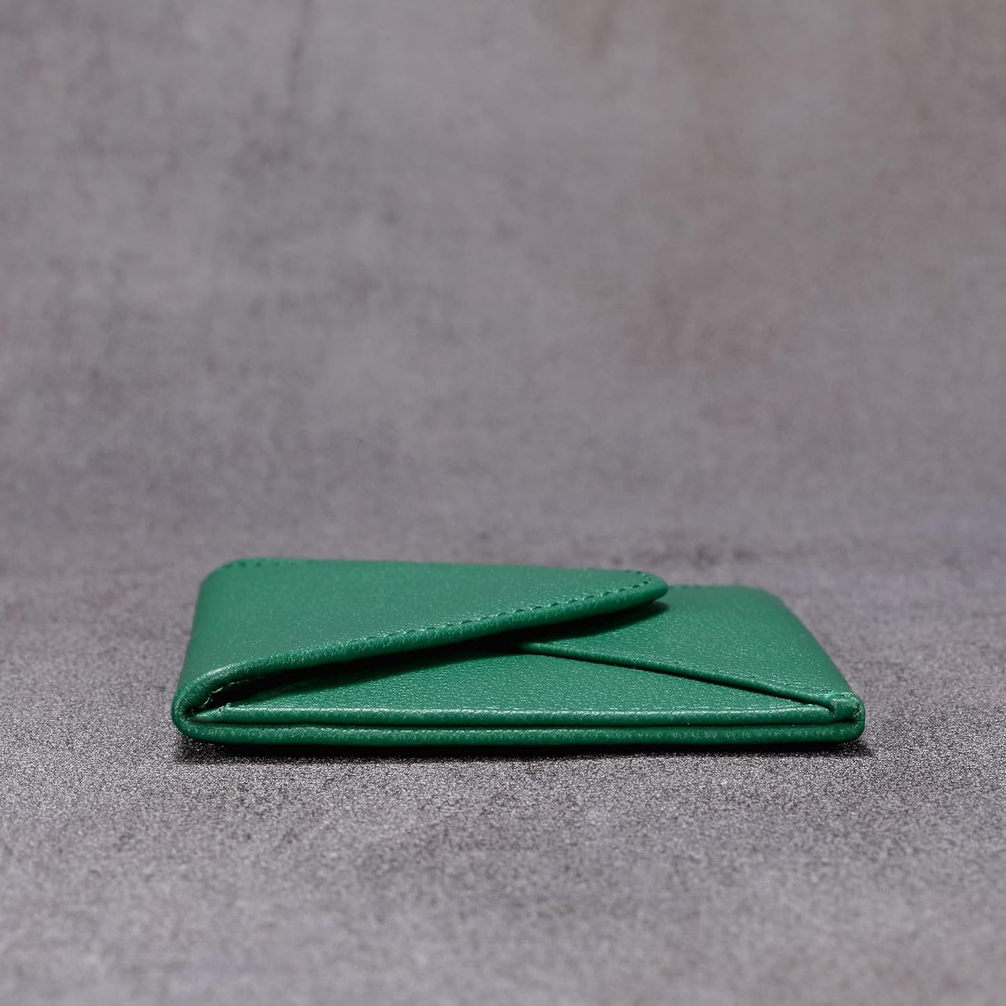 HISCOW Envelope Business Card Case with Magnet Closure - Italian Calfskin (Green)