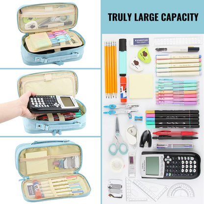 Pencil Case, Large Capacity Pencil Case Organizer; Double Zipper Storage Bag; Big Pencil Pouch for College School Office Teen Girl Boy Men Women Adult
