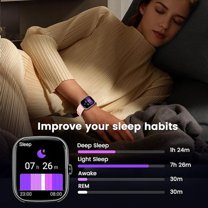 Smart Watch (Answer/Make Call), 1.96" SmartWatches for Men Women with Heart Rate/Activity Tracking, Fitness Tracker Watch with IP68 Waterproof/Pedometer, Smart Watch for Android/iPhone Compatible