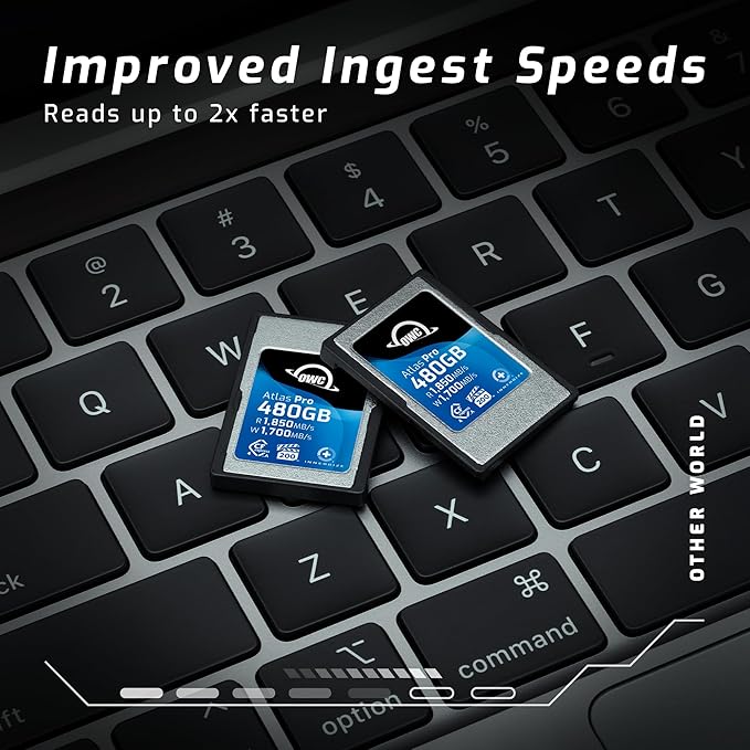 OWC 480GB Atlas Pro High Performance Cfexpress 4.0 Type A Memory Card Professional Grade, up to 1850MB/s Read and 1700MB/s Write Speed