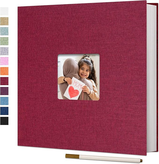 Vienrose Large Photo Album Self Adhesive for 4x6 8x10 10x12 Pictures Linen Scrapbook Album DIY 40 Blank Pages with A Metallic Pen