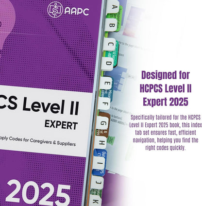 Index Tabs for HCPCS Level II Expert 2025 (AAPC Version), Laminated and Color-Coded HCPCS 2025 Book Tabs, with Clear Alignment Guide and Bookmark (Book NOT Included)