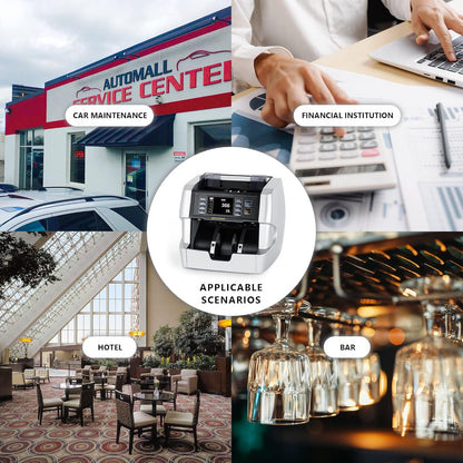 NUCOUN VC-7S Silver Bank Grade Money Counter Machine Mixed Denomination Value Counting Serial Number Multi Currency Enabled 2CIS/UV/IR/MG/MT Counterfeit Detection Cash Bill Value Counter