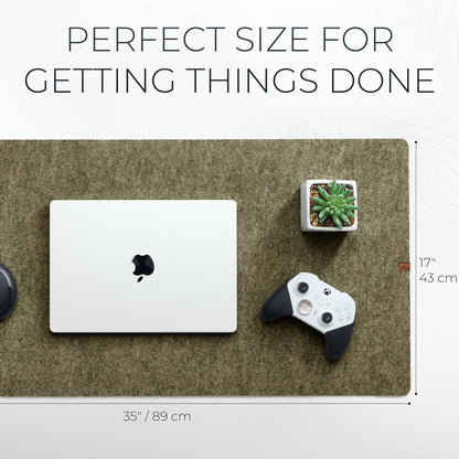 Nordik Large Felt Desk Mat – Timber Moss Green – 35 x 17 inch – Computer Desk Mat – Keyboard and Mouse Pad – Large Desktop Felt Pad