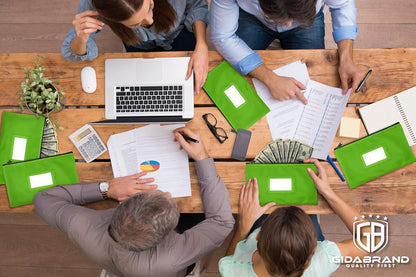 Money Bank Deposit Bag with Zipper | 11x6 inch | Light Green | Durable Leatherette Money Cash Coin Check Wallet Pouch for Men & Women with Framed ID Window and Blank Card | by GIDABRAND (1)