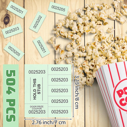 Kosiz 504 Sheets 5 Bid Raffle Ticket with Different Numbers Per Sheet Chinese Auction Tickets for Events Church Basket Auction Silent (Light Green)