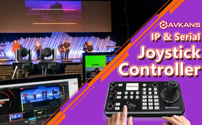 AVKANS 30X NDI PTZ Camera Kits - 2pcs 30X NDI Camera with 1pcs IP Joystick Controller Package for Church Live Streaming Video Production（2X AV-CM30-NDI and 1x AV-Joy-IP）