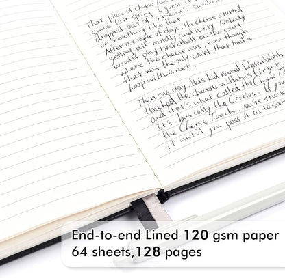 feela 8 Pack Journal Notebook Bulk for School, Hardcover Business Notebooks Classic Ruled Lined Journals with Pen Holder for Work Note Taking, with 8 Black Pens, 120 GSM, 5.1”x8.3”, A5, Black