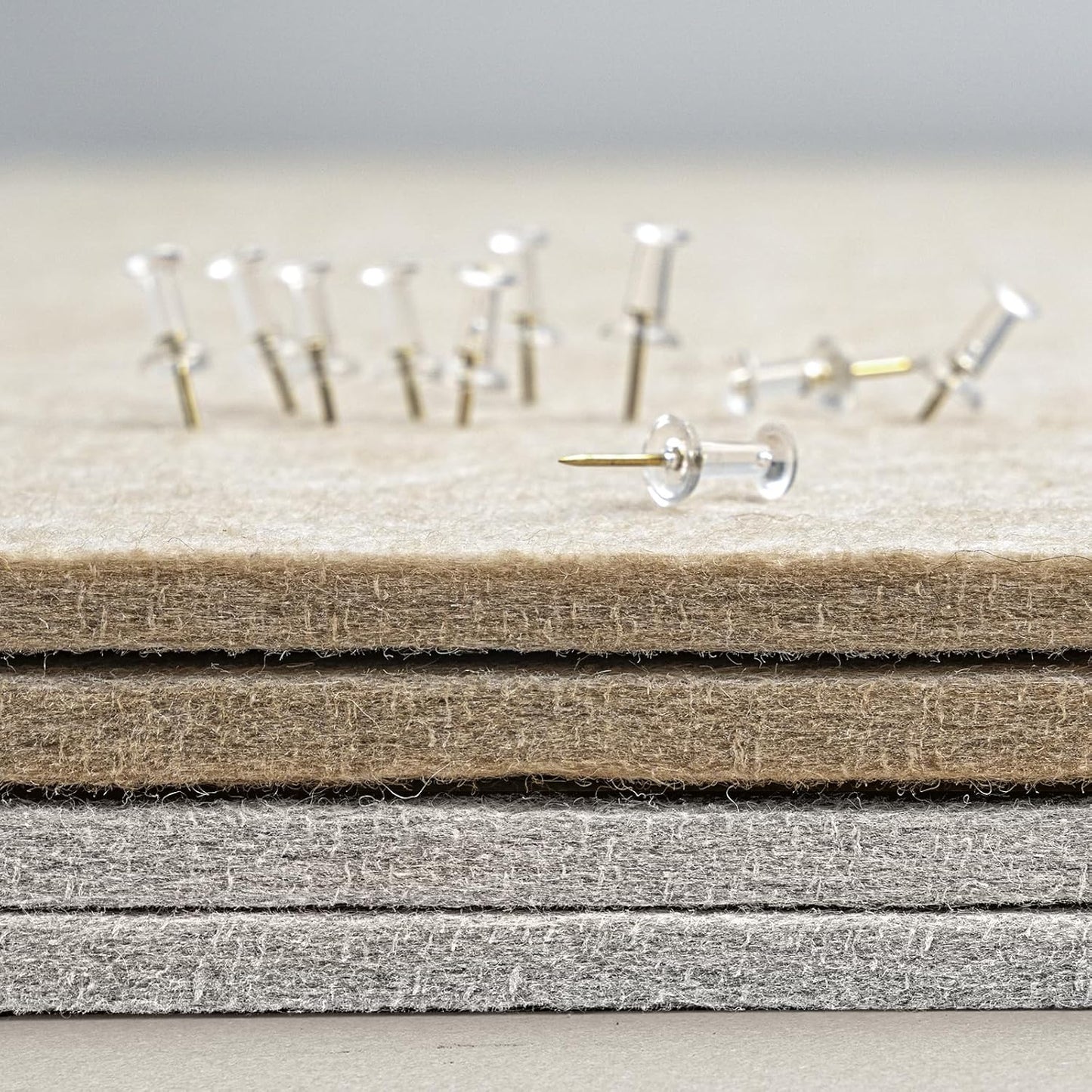 Bulletin Board, 36 x 24 Inches Felt Pin Board, Cork Alternative for Wall, 3' x 2' Foldable Self-Adhesive Vision Board with 20 Pushpins - Light Gray