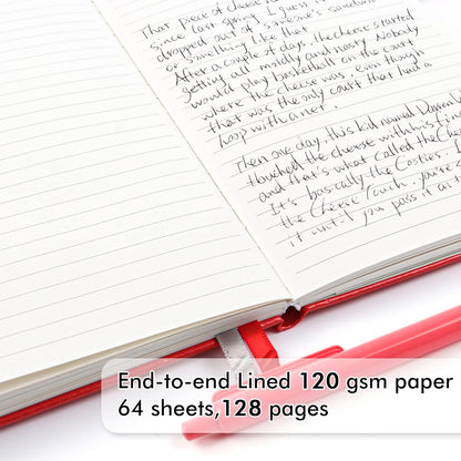 feela 12 Pack Notebooks Journals Bulk with 12 Black Pens, A5 Hardcover Notebook Classic Ruled Journal Set with Pen Holder for School Business Work Travel Writing, 120 GSM, 5.1”x8.3”, Red