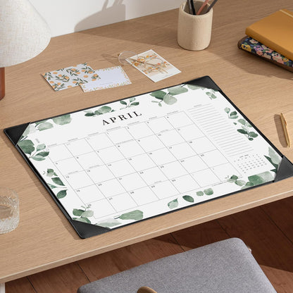 Cabbrix Desk Calendar 2025-2026 with Desktop Mat, 21" x 16.5" Large Desk Calendar July 2025 to December 2026, 18 Months Calendar for Home Office School Planning, Greenery