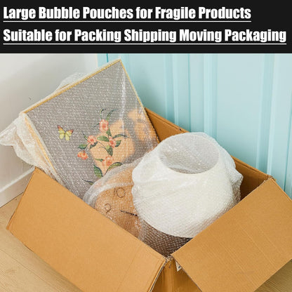 10 Pack Extra Large Bubble Pouches 20 * 24 Inch Clear Bubble Pouch Wrap Bags for Packing Shockproof Cushioning Wrap Bag for Shipping Moving Fragile Dishes China Plates Painting Fragile Items