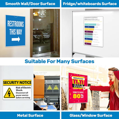 Magnetic Sign Holder 11 x 17, 20 Pack Rigid Magnetic Paper Holder Poster Display Frame, Clear Plastic Document Protectors with Magnet & Adhesive, Adhesive Frame for Wall Door Fridge Window