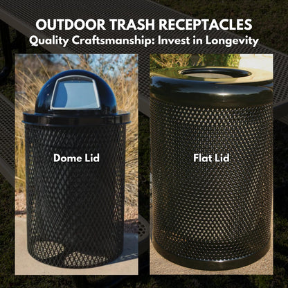 RDT-TXTGRN Heavy Duty 32 Gallon Round Trash Receptacle, Liner Included, Textured Green with Textured Green Steel Dome Top, Made in America
