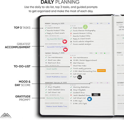 Undated, 2025 Planner, 8.5" x 11" - The #1 Productivity Planner to Achieve Your 2025 Goals - Planner 2025-2026 by PRODUCTIVITY STORE (A4, BLACK)