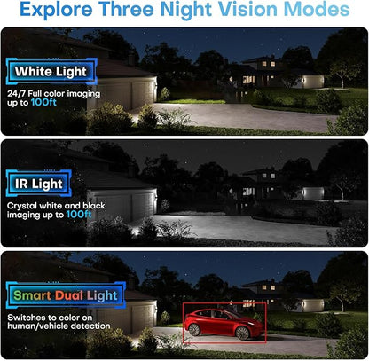 5MP Outdoor PoE IP Turret Camera, Sound & Light Alarm, Active Deterrence, Smart Color Night Vision (98ft), 2-Way Audio, AI Human/Vehicle Detection, Full Metal IP67, 115°Wide Angle, 120dB WDR