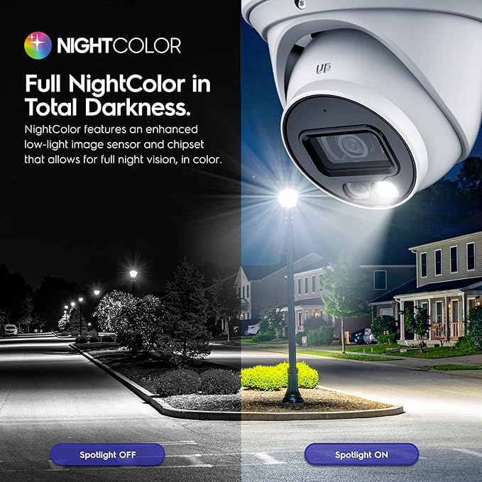 Amcrest 4K Security Camera System, 4K 8CH PoE NVR, (4) x 8-Megapixel Night Color Turret POE IP Cameras (IP8M-2779EW-AI), Active Deterrent, Pre-Installed 2TB Hard Drive, NV4108E-2779EW4-2TB (White)