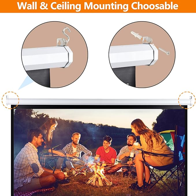 ZENY Portable Projector Screen Pull Down, 72 Inch 4:3 Video Projection Screen Home Theater, Retractable Projector Screen, Moive Screen Indoor Outdoor, Wall Mount (72'' 4:3 White)