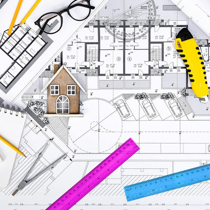 12PCS Clear Ruler, 12 Inch Plastic Rulers for School, Home, or Office, Clear Plastic Rulers, Assorted Colors.