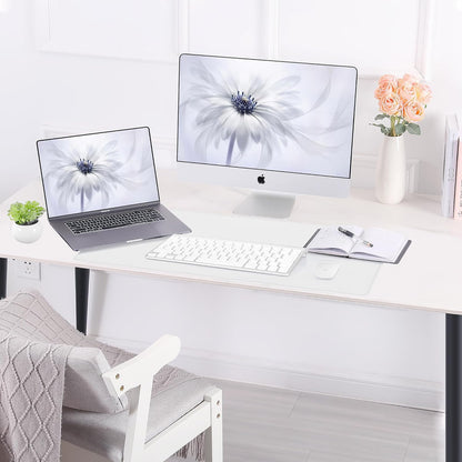 AFIING Dual-Sided Desk Pad, Natural Cork & PU Leather Mouse pad for Office and Home Work, Desk Protector Non-Slip, Waterproof, Easy Clean (Ivory White, 23.6" x 13.7")