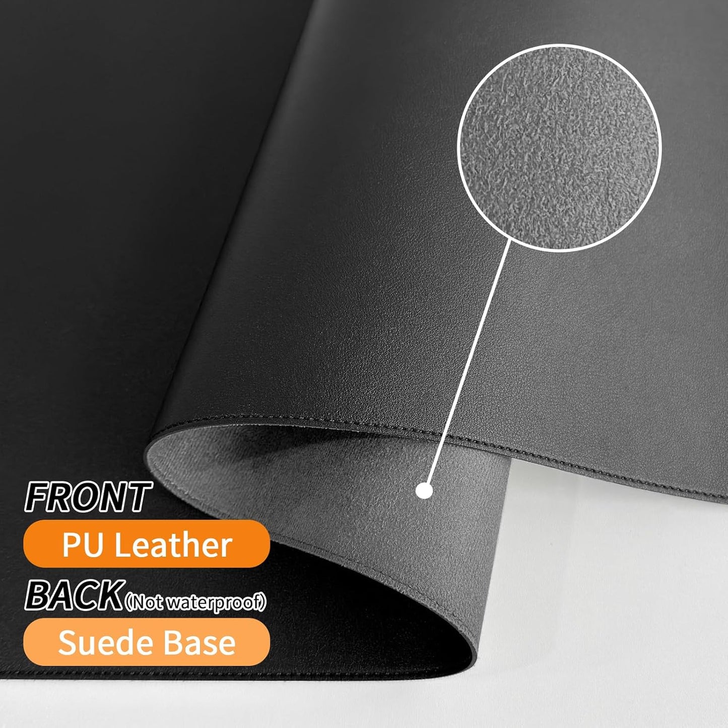 Bloss Desk Mat with Stitched Edges, Leather Large Mouse Pad, Non-Slip Desk Protector Mat, Desk Blotter, Waterproof Desk Pad for Office Home Decor/Black(31.5×15.7 Inches)