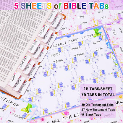 Bible Journaling Supplies for Women - Complete Kit with Pencil Bag, 12 Highlighters For Bibles That Do Not Bleed,16 Pens, 75 Tabs, A5 Notebook - Christian/Catholic Gifts, Pink with Daisies