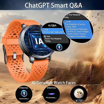 Smart Watch for Men (Answer/Make Call), Built-in GPS, Compass, 1.60" AMOLED, 5ATM Waterproof, Heart Rate SpO2 Sleep Monitor, iPhone Android - Orange