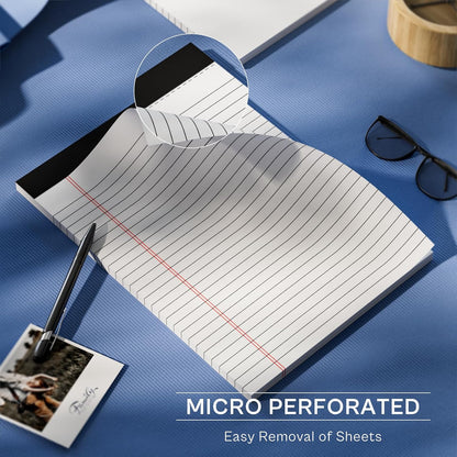 48 Pack Legal Pads 8.5 x 11,White Note Pads 8.5 x 11, Wide Ruled Legal Pads, Micro Perforated Notepads 8.5'' x 11'' with Sturdy White Back, 30 Sheet/Notepad, Writing Pad for School, Home, Office