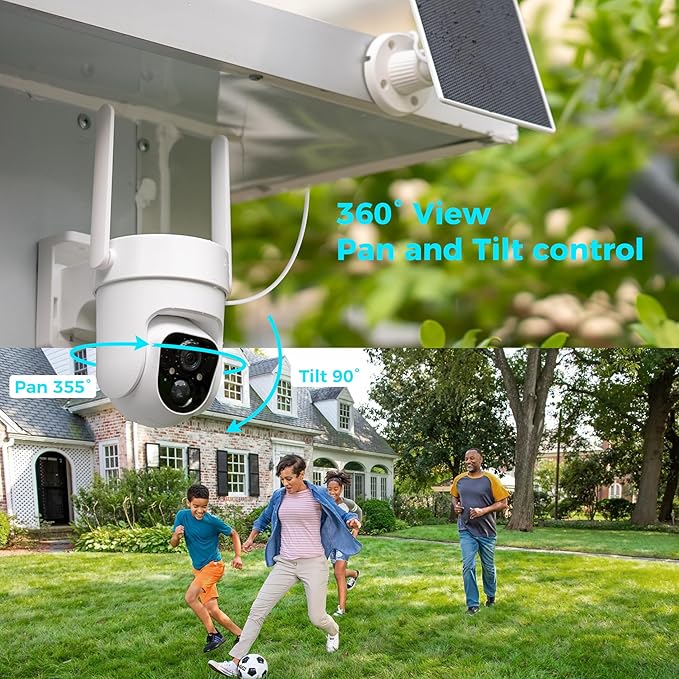Vicohome 4CQ4 2K AI Solar Security Camera Wireless Outdoor, Battery Powered Cam, Color Night Vision, Two Way Audio, Motion Detection, Easy to Setup, Audible Flashlight Siren 180 Days Exchange Policy