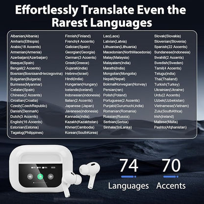 AI Language Translator Earbuds,3-in1 English-Spanish Translation Device,Instant Translation,Seamless Global Conversations, AI Bluetooth Earbuds with Charging Dock for Travel, Meetings, and Study