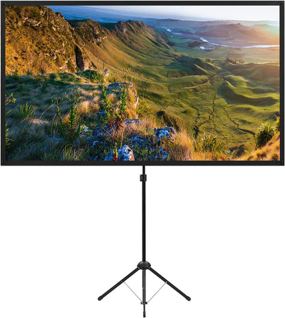 Projector Screen with Stand, 100 Inch Outdoor Projection Screen 16:9 and Tripod Stand, Portable Projector Screen, 1.2 Gain, Lightweight and Compact, Easy Setup, Idea for Home Cinema, Backyard Party.