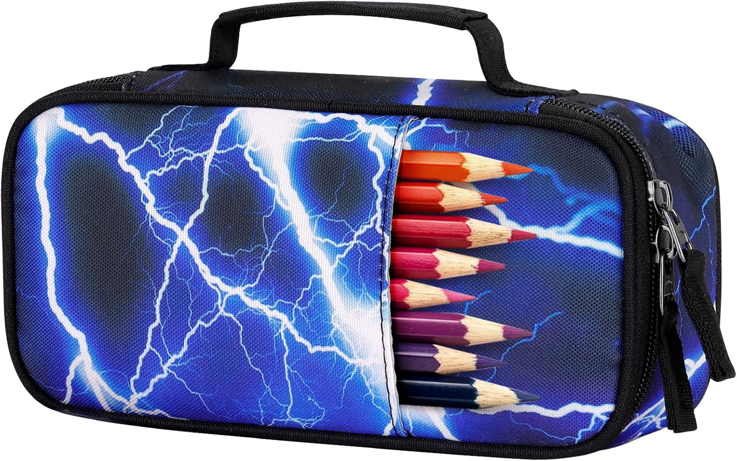 Choco Mocha Lightning Pencil Case for Boys, Soft Pencil Case Kids Pencils Pouch for Kindergarten Boys, Blue