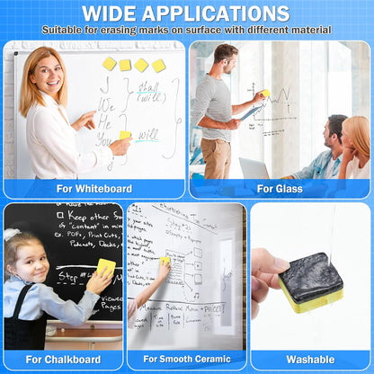 EAONE 48 Pack Dry Erase Eraser, Magnetic Whiteboard Cleaner Mini Chalkboard Cleansers for Classroom, School, Office, Home (Yellow, 1.97 x 1.97 Inch)