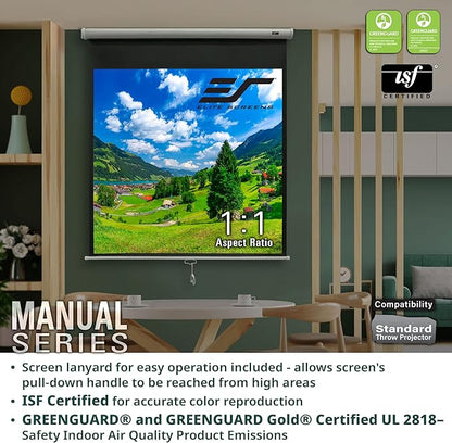 Elite Screens Manual Series, 150-INCH 16:9, Pull Down Manual Projector Screen with AUTO LOCK, Movie Home Theater 8K / 4K Ultra HD 3D Ready, 2-YEAR WARRANTY, M150XWH2,White