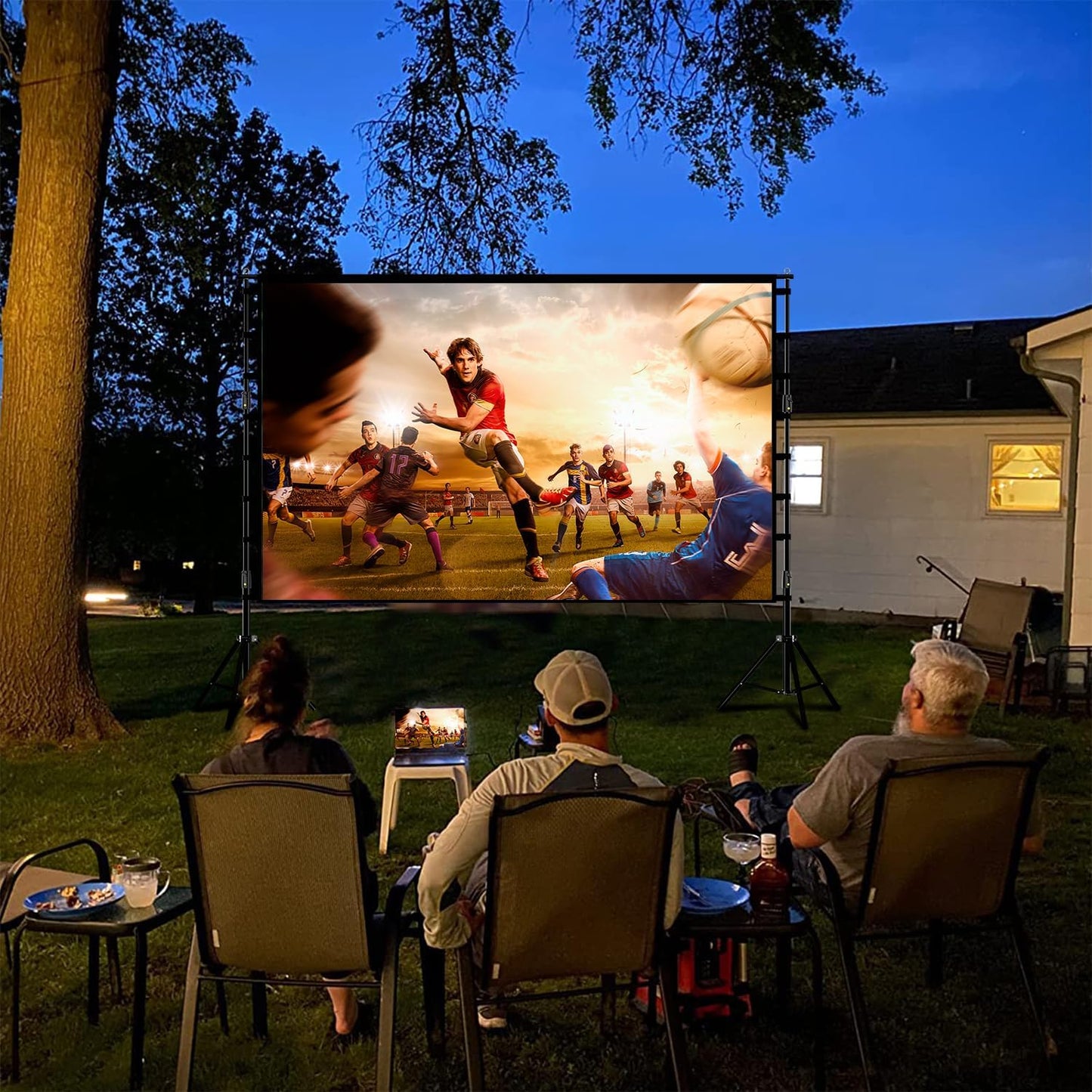 Projector Screen with Stand, Wootfairy 180 inch Portable and Foldable Projection Screen 4K HD 16:9 Rear Front Wrinkle-Free Movie Screen with Carry Bag for Indoor Outdoor Home Theater Backyard Cinema