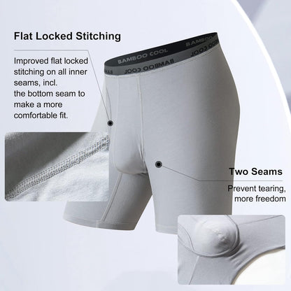 BAMBOO COOL Men's Ultra Breathable Underwear,No Riding Up Boxer Briefs with ComfortFlexible Waistband,Multipack