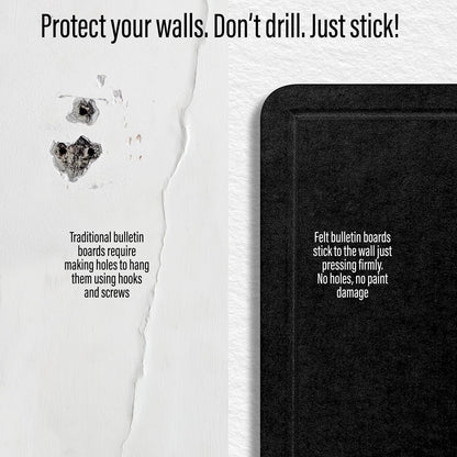 Large Bulletin Board 48 x 36 Inches - Foldable Felt Bulletin Board for Wall, Cork Board Alternative with 100 Color Pins & 6 Note Pads, Vision Board - Black