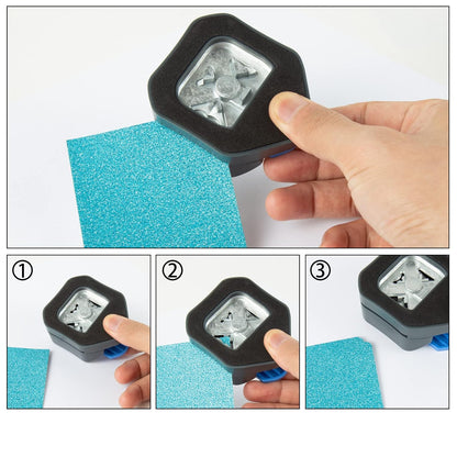 QIQQIKIN Corner Cutter 3 in 1 (R5+10MM+Scallop) Edge Rounder Punch, Paper Corner Punches for Paper Crafts, Picture Photo Clipper Laminating Scrapbook Chomper Business Card Making Junk Journal Supplies