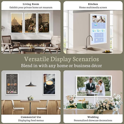 BSIMB Large Digital Picture Frame 27 Inch, 1920x1080 FHD WiFi Digital Photo Frame Electronic 32GB Display, Wall Mount Included, Share Pictures/Videos via App Easy Setup Gifts for Mom(Non-Touch), White
