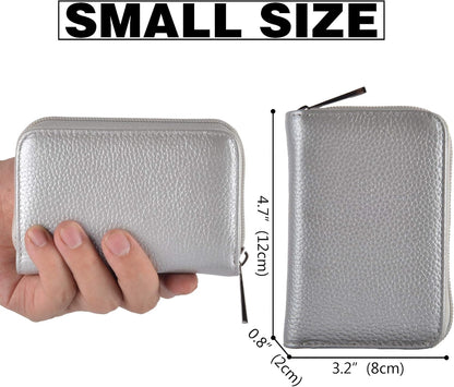 Easyoulife Genuine Leather Credit Card Holder Zipper Wallet With 26 Card Slots