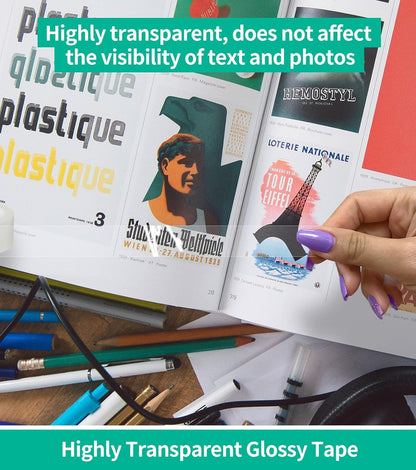 48 Rolls Transparent Tape Refills, Clear Tape Dispenser Refill Rolls, Glossy Gift Wrap Tapes for Office, School, Home, 3/4 x 800 Inches