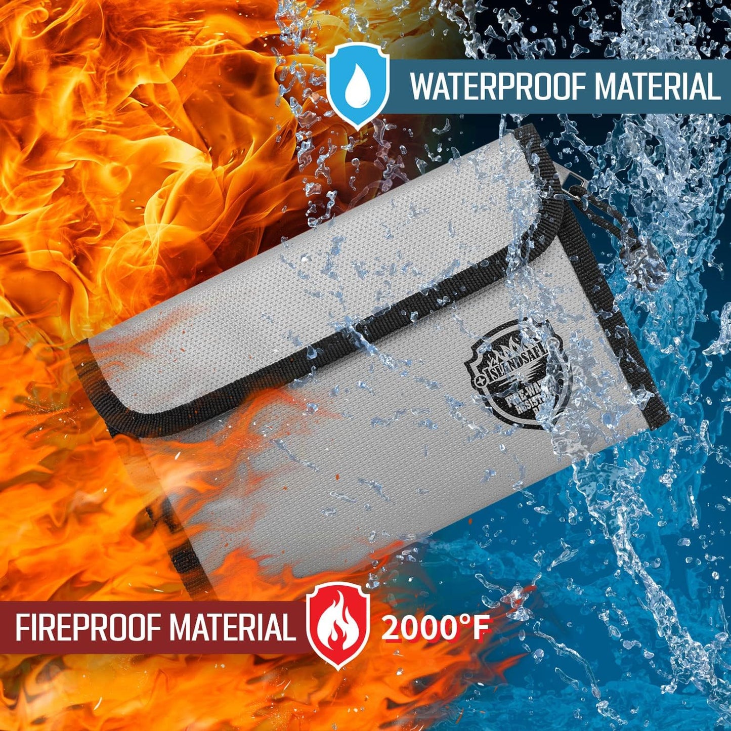 Fireproof Document Bag (5x8 inch), 3Pack Waterproof Money Bag Pocket with Zipper Closure, Storage Pouch for Valuables, A4 A5 Document File, Cash, Credit Card, Passport (3Pack, Grey)