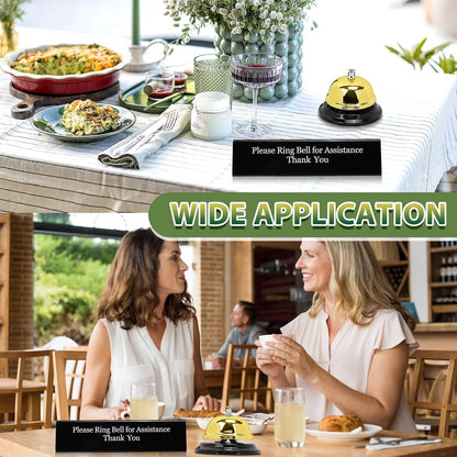 UCEC Desk Bell & Sign, Dinner Call Bell for Hotel & Restaurant Reception, 1+1 Pack, Yellow