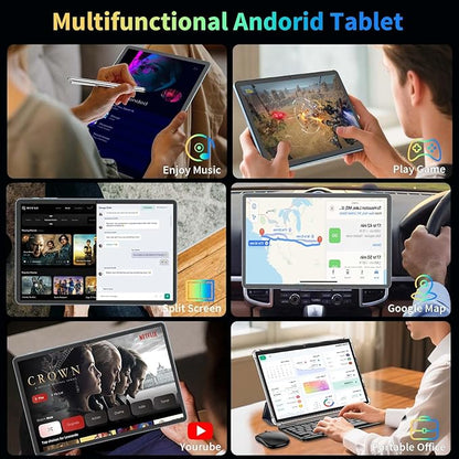 2025 11 inch Tablet, Android 15 Tablets with Keyboard, 24GB+256GB+2TB Expand, Octa-Core, 8000mAh, Tablet PC with 5G/2.4G WiFi, BT5.0, GMS, GPS, 2 in 1 Tablets with Case, Mouse, Stylus(Silver Case)