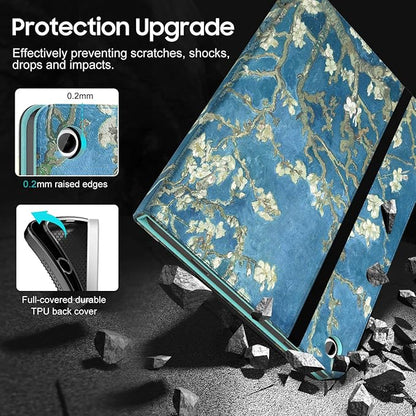 OKP Case for Samsug Galaxy Tab A9+ Plus 11 inch 2024(SM-X210/X216/X218), PU Leather Folio Cover with Multi-Angle Stand//Pen Holder, Auto Wake/Sleep Case for Galaxy A9+ 11" Tablet (Blossom Teal)